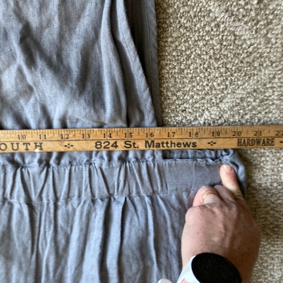 notPERFECTLINEN Light Blue 100% Linen Cropped Jumper Romper BEAUTIFUL Sz L - Picture 8 of 10